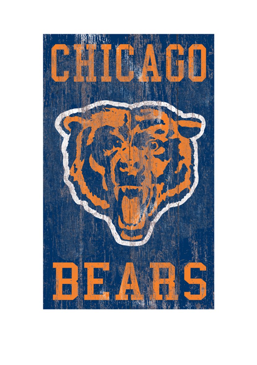 NFL Chicago Bears 11 in x 19 in Heritage Distressed Logo Sign