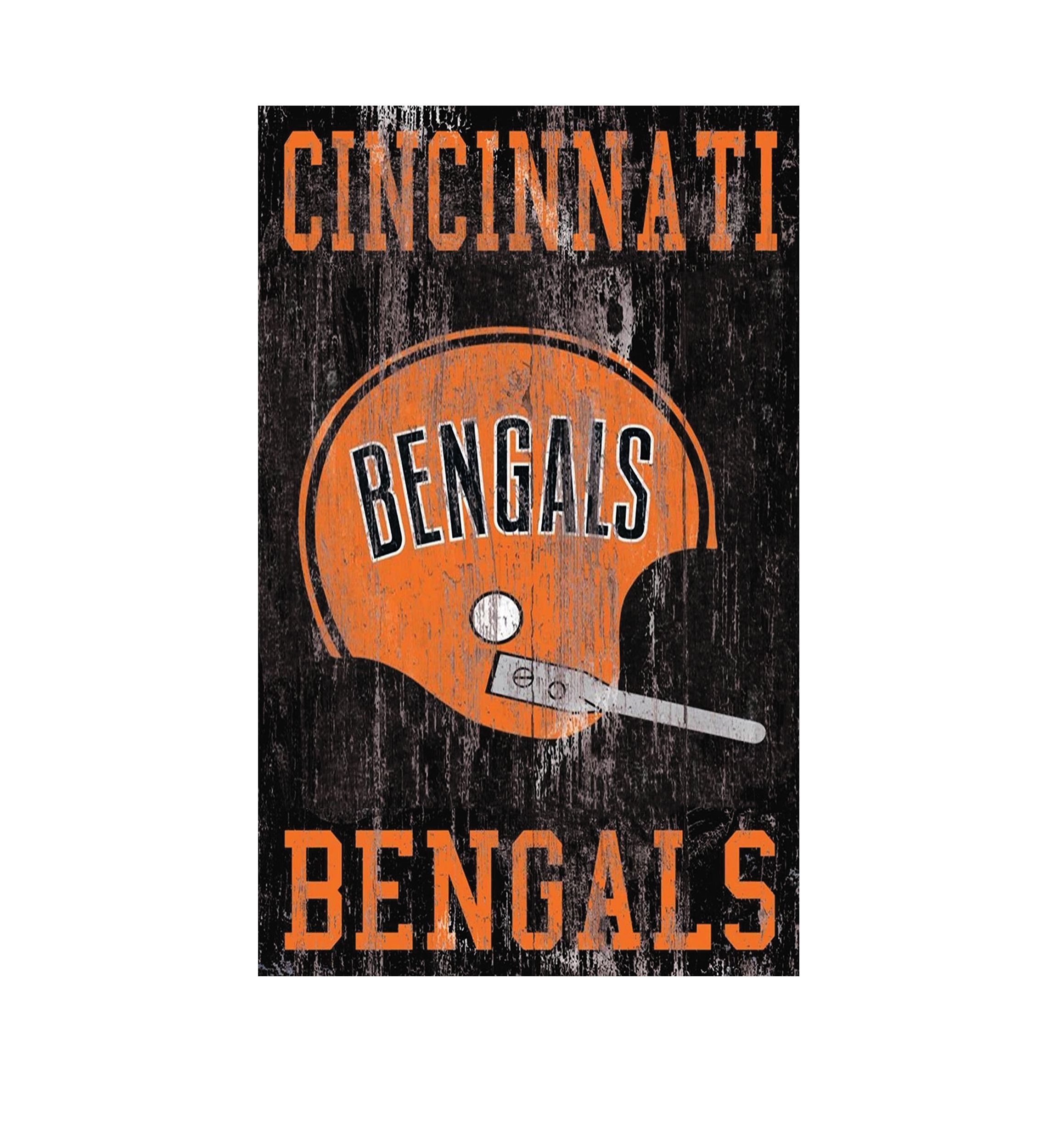 NFL Cincinnati Bengals 11 in x 19 in Heritage Distressed Logo Sign