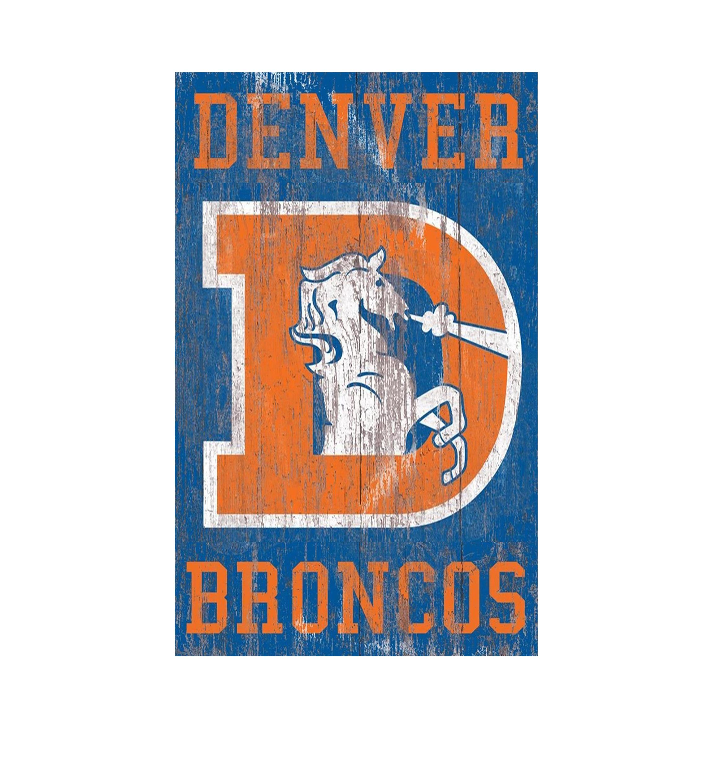 NFL Denver Broncos 11 in x 19 in Heritage Distressed Logo Sign
