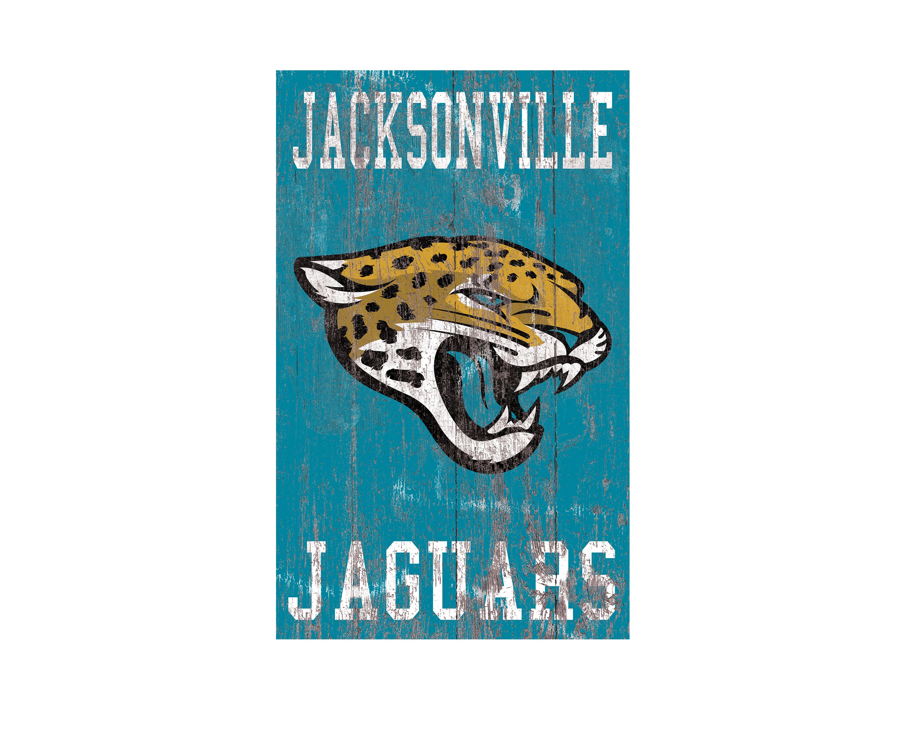  NFL Jacksonville Jaguars 11 in x 19 in Heritage Distressed Logo Sign