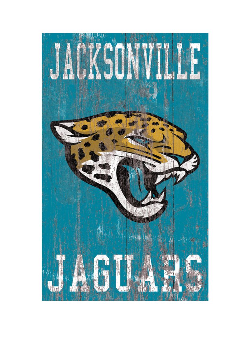  NFL Jacksonville Jaguars 11 in x 19 in Heritage Distressed Logo Sign