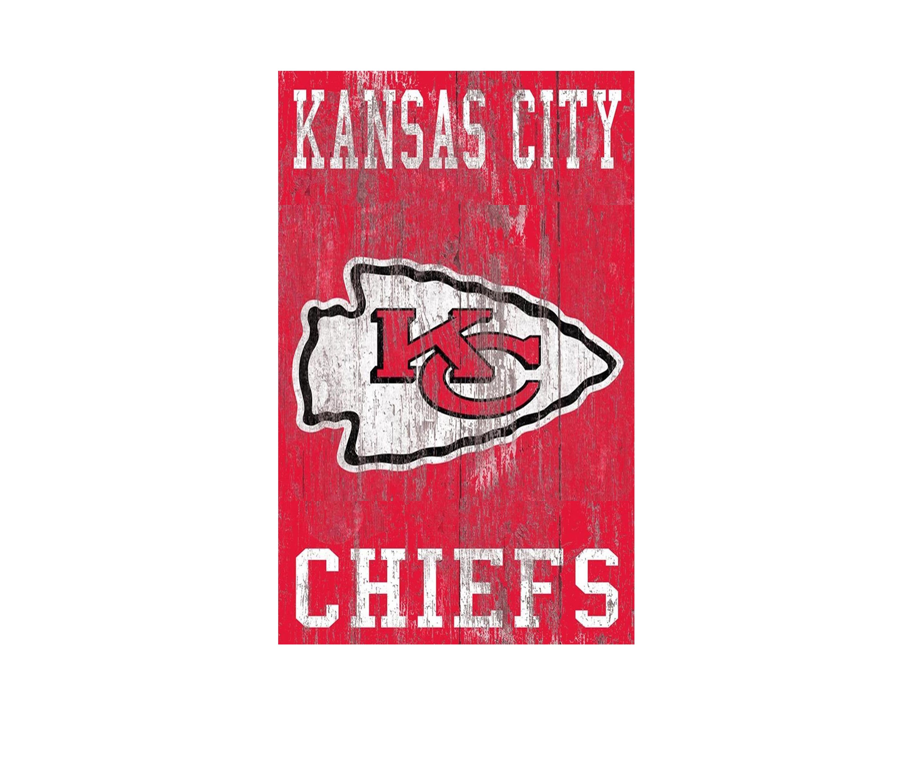 NFL Kansas City Chiefs 11 in x 19 in Heritage Distressed Logo Sign
