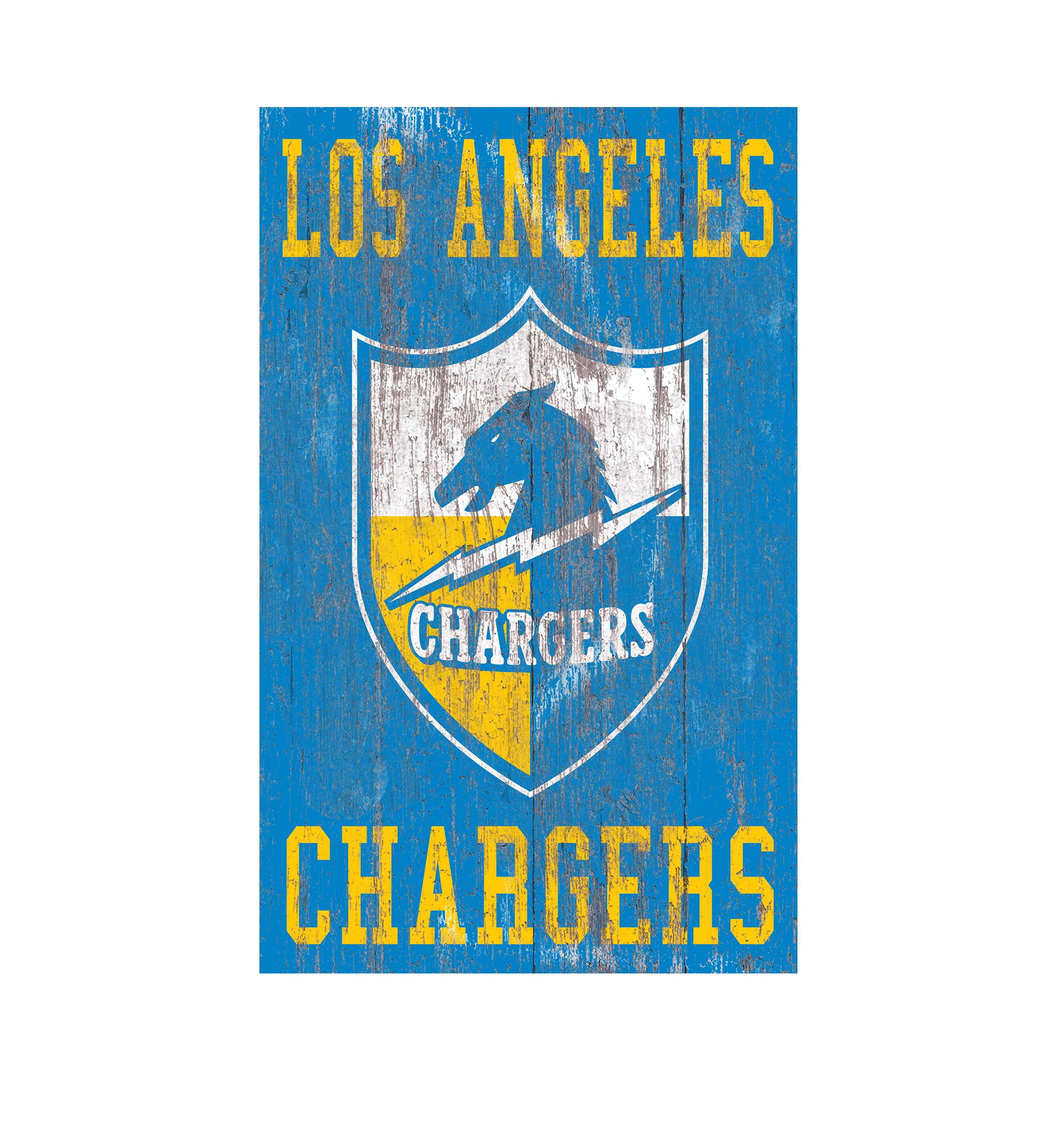 NFL Los Angeles Chargers 11 in x 19 in Heritage Distressed Logo Sign
