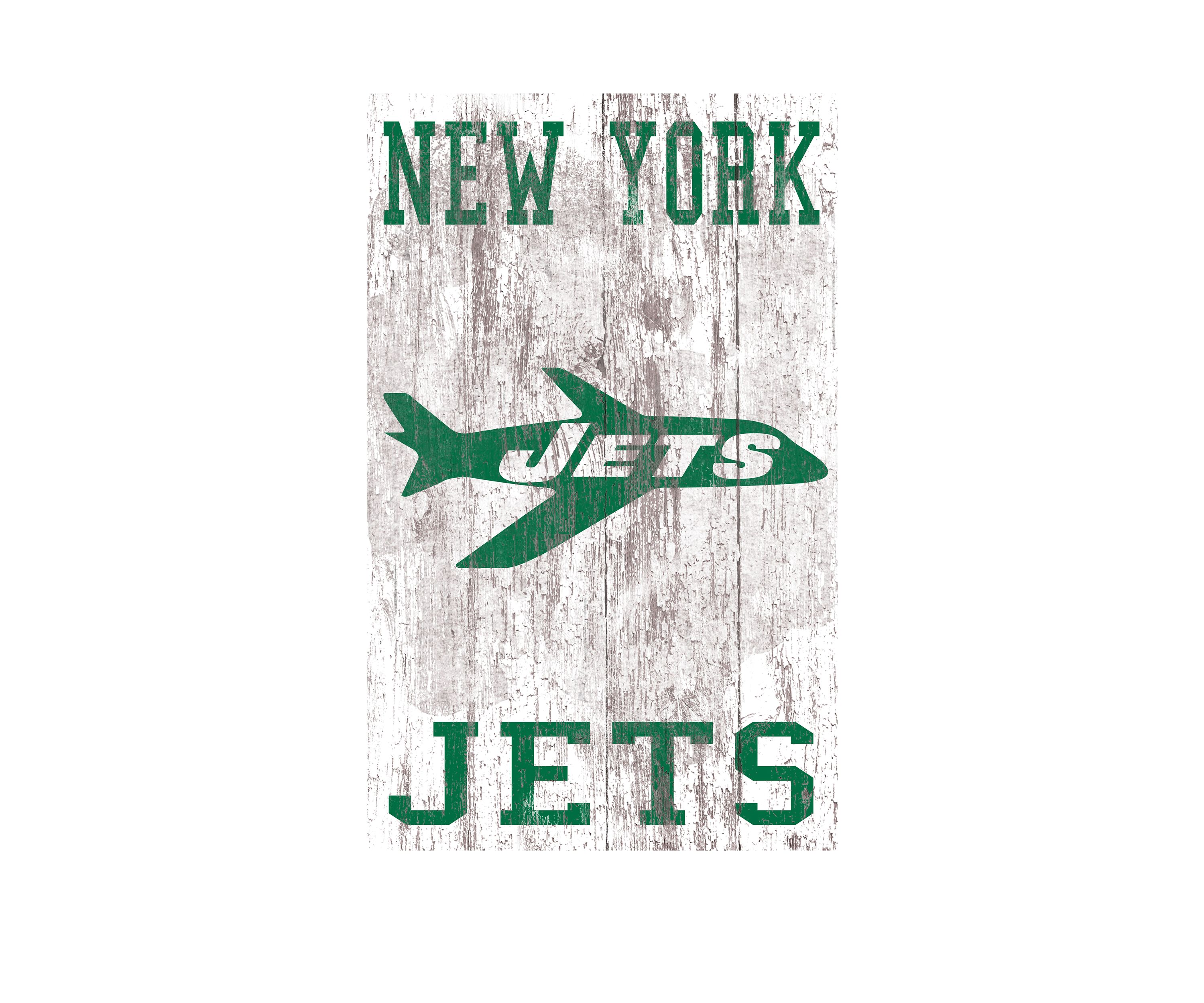 NFL New York Jets 11 in x 19 in Heritage Distressed Logo Sign