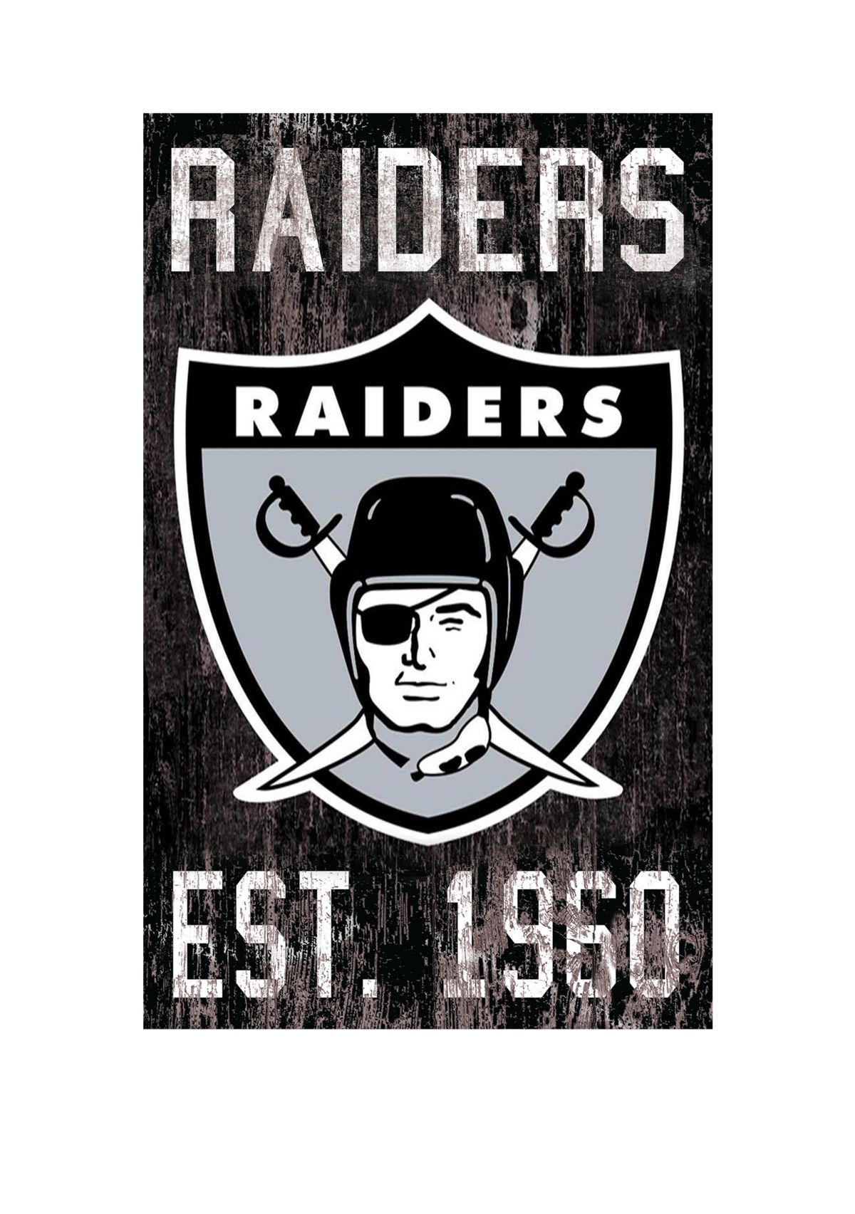 NFL Oakland Raiders 11 in x 19 in Heritage Distressed Logo Sign
