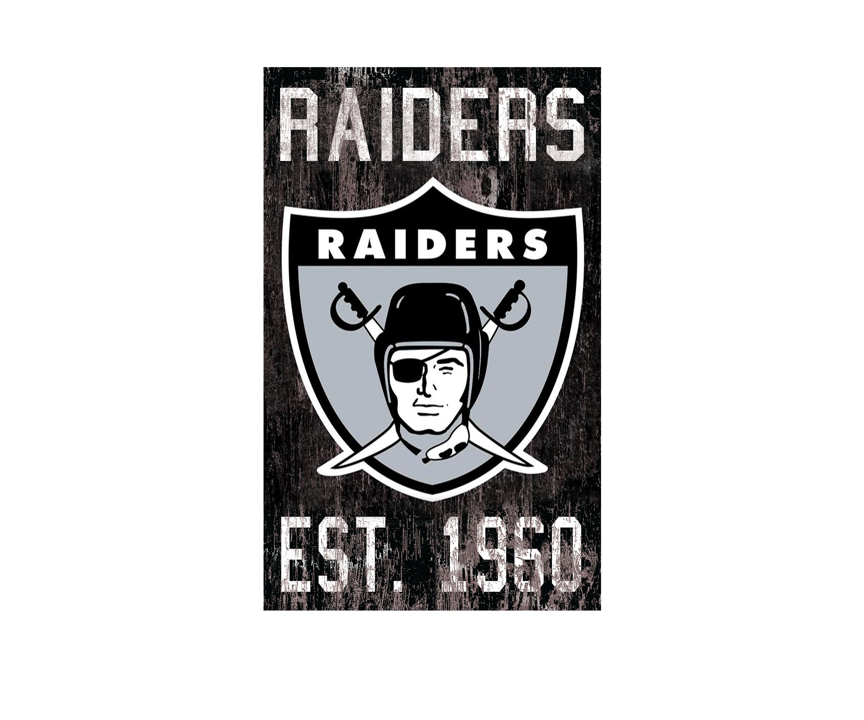 NFL Oakland Raiders 11 in x 19 in Heritage Distressed Logo Sign