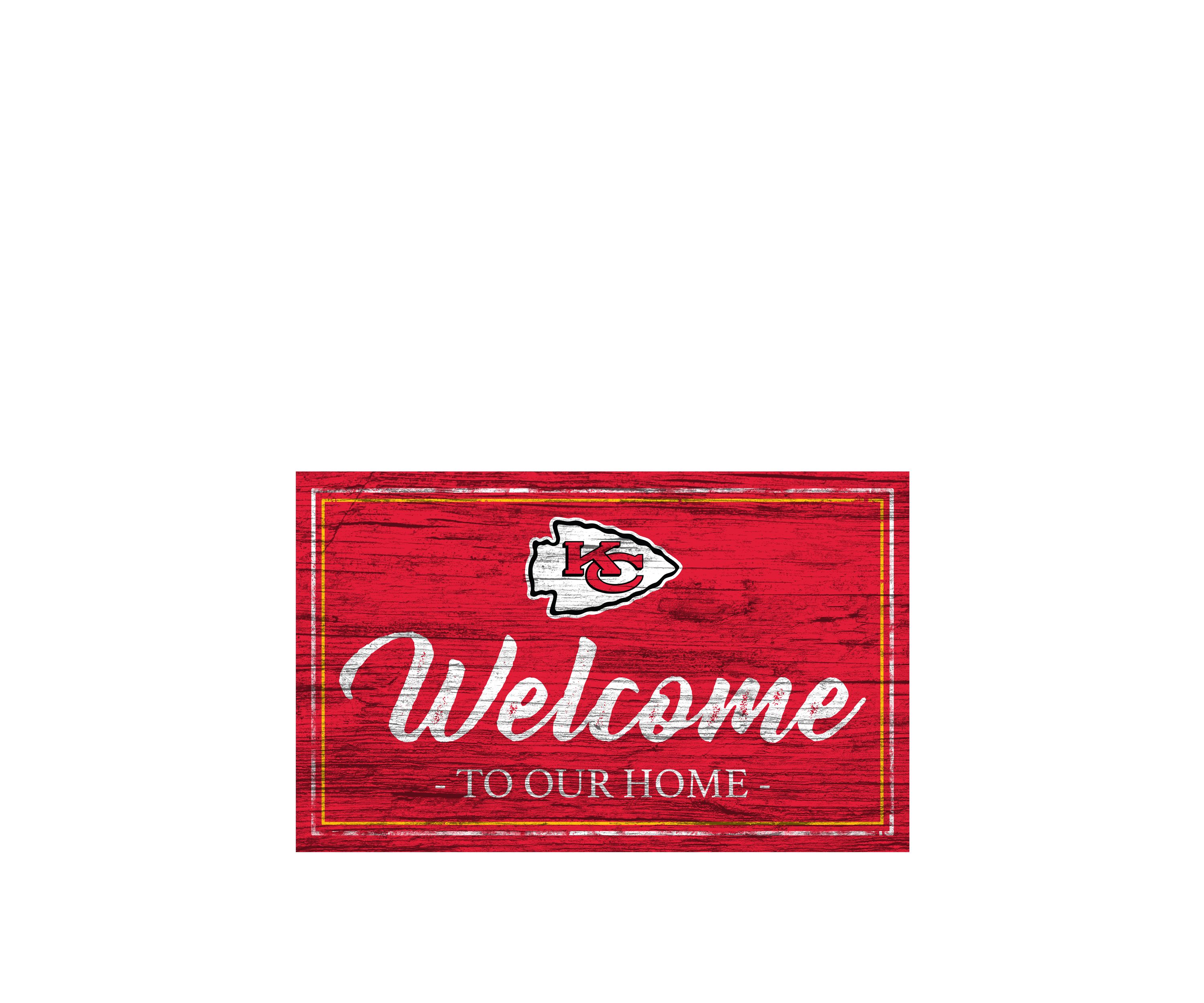 NFL Kansas City Chiefs 11 in x 19 in Team Color Welcome Sign