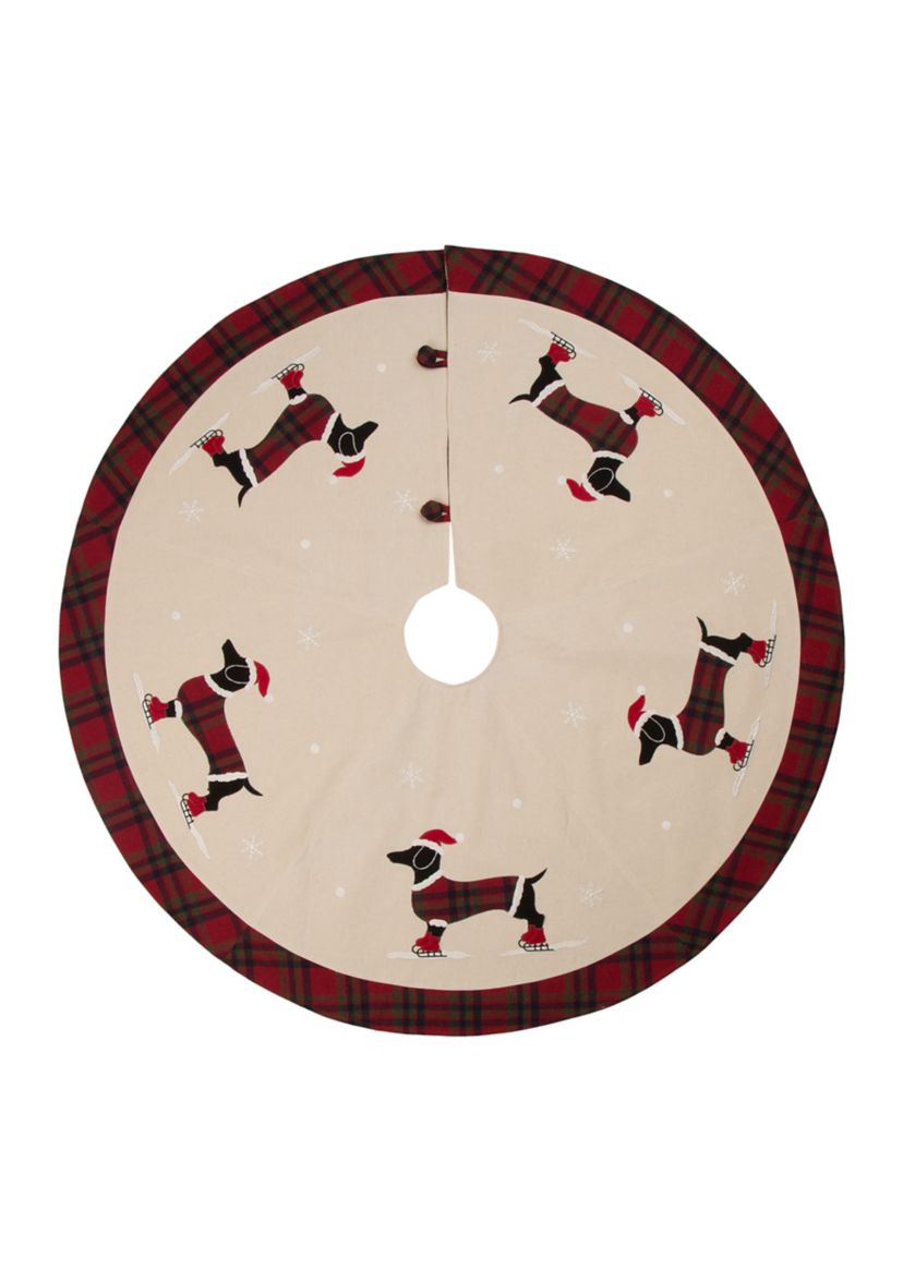 Fabric Christmas Tree Skirt - Dachshund