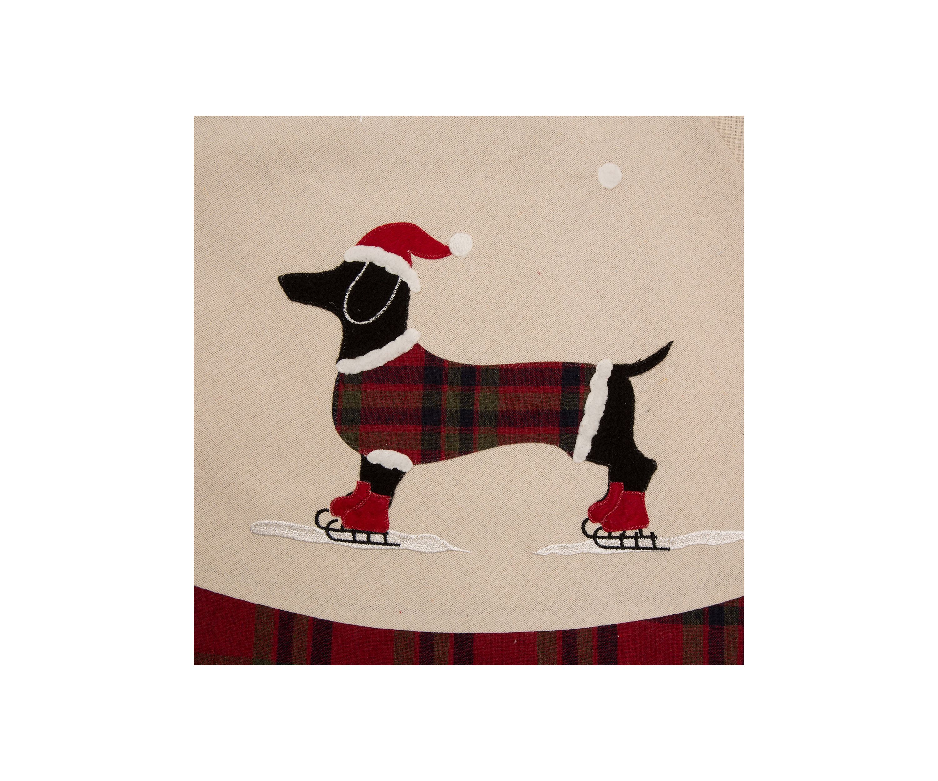 Fabric Christmas Tree Skirt - Dachshund