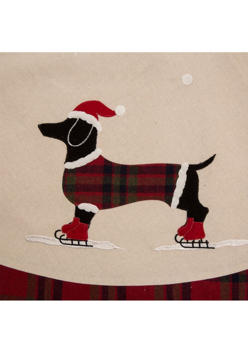 Fabric Christmas Tree Skirt - Dachshund