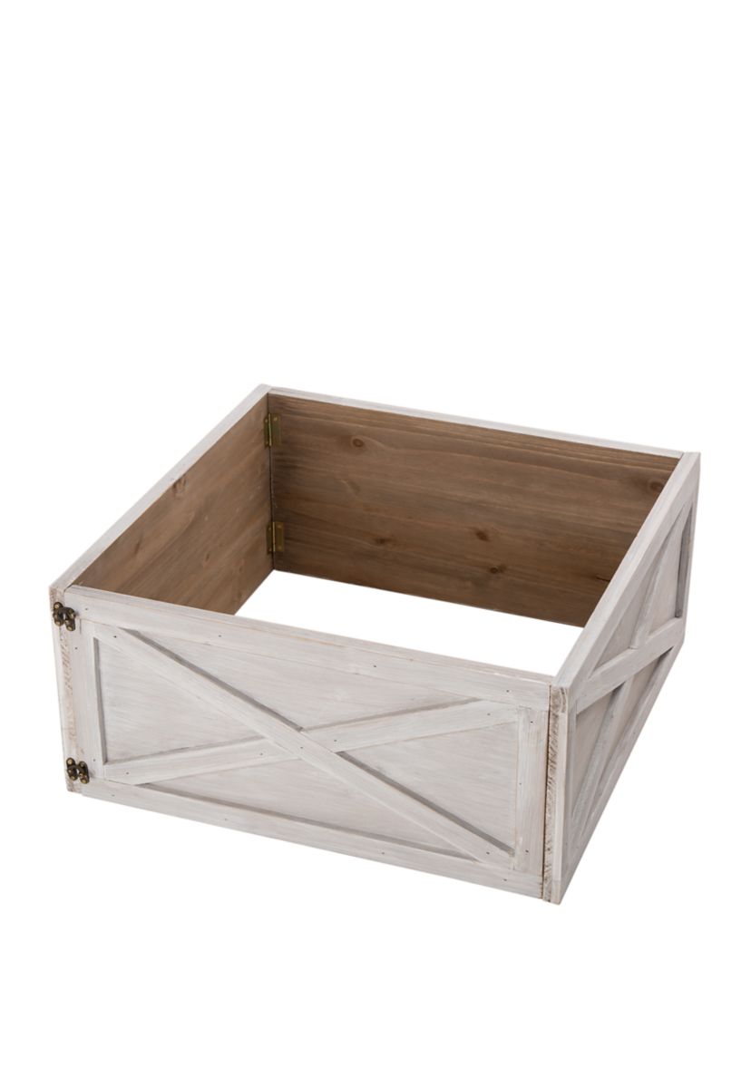 Washed White Wooden Tree Collar