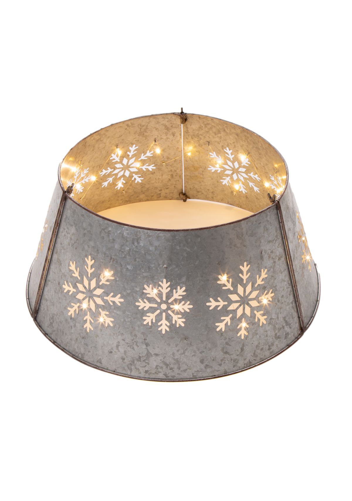 Snowflake Cutout Metal Tree Collar with Light String