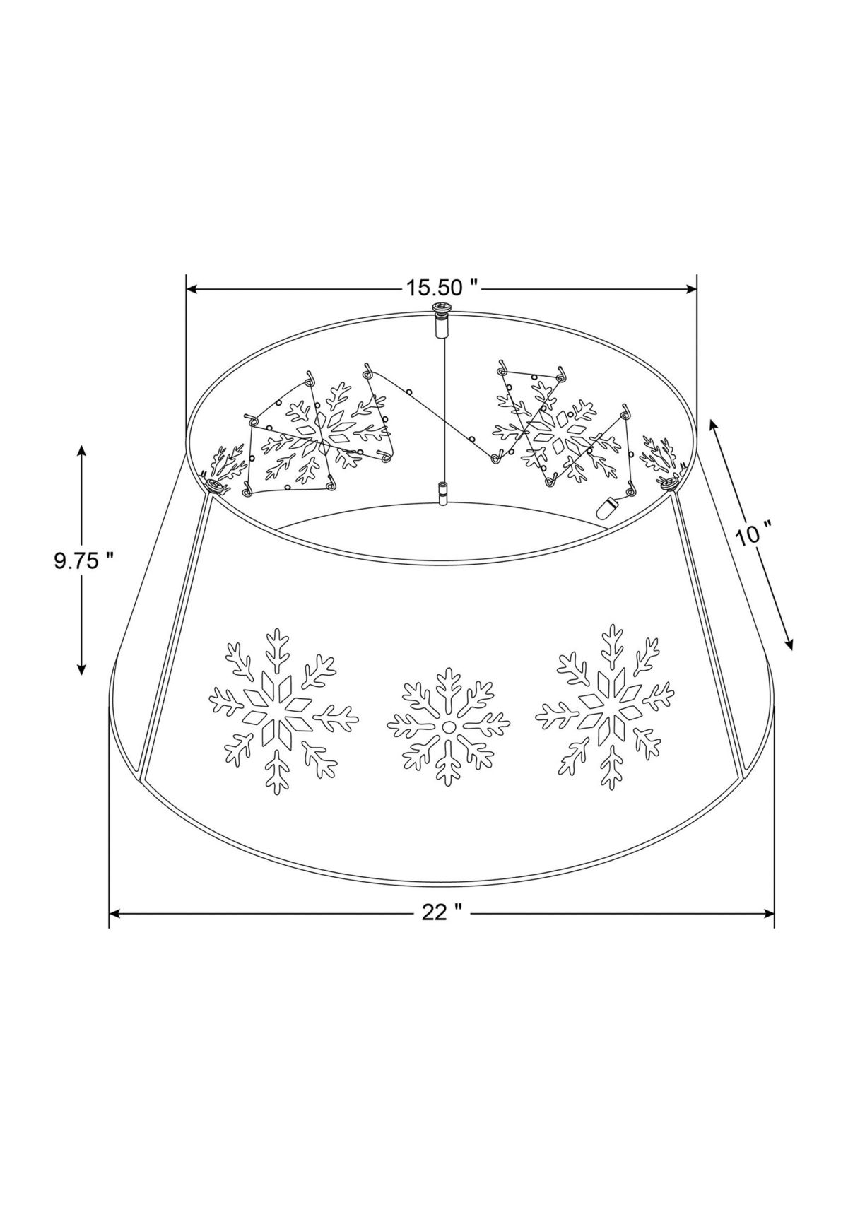 Snowflake Cutout Metal Tree Collar with Light String