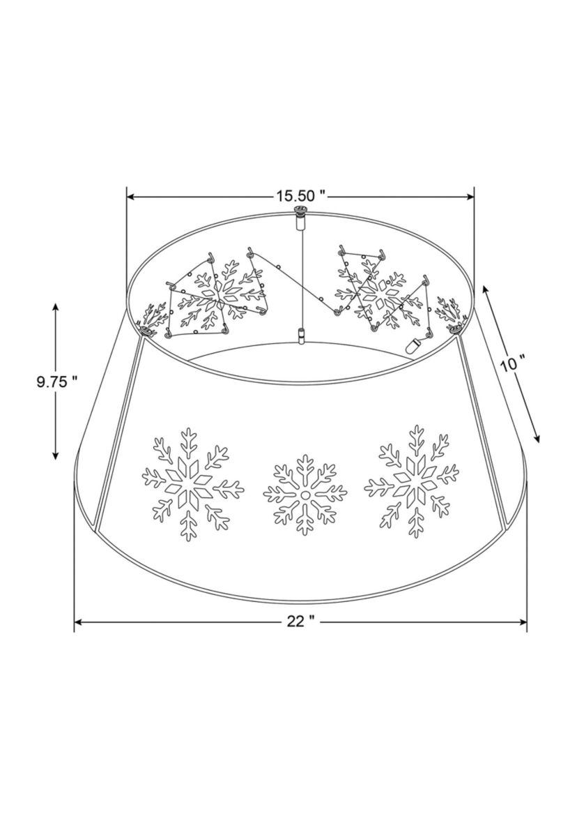 Snowflake Cutout Metal Tree Collar with Light String
