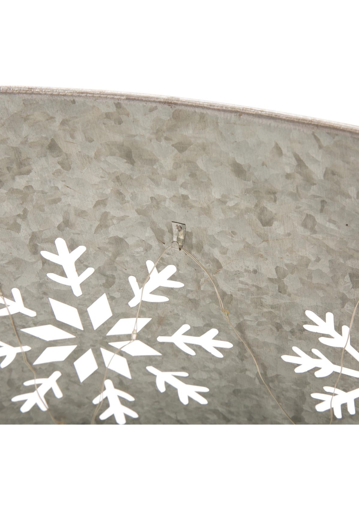 Snowflake Cutout Metal Tree Collar with Light String