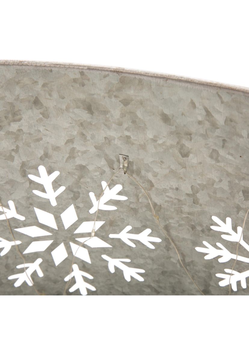 Snowflake Cutout Metal Tree Collar with Light String