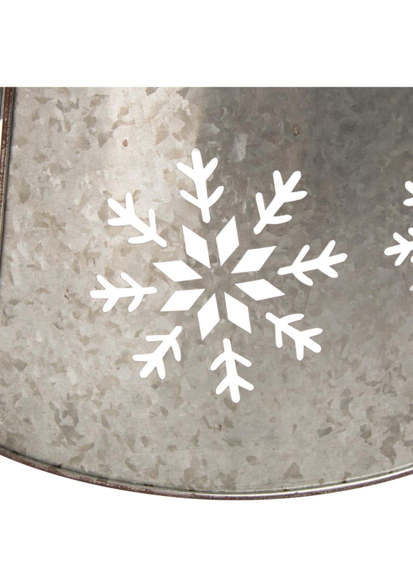 Snowflake Cutout Metal Tree Collar with Light String