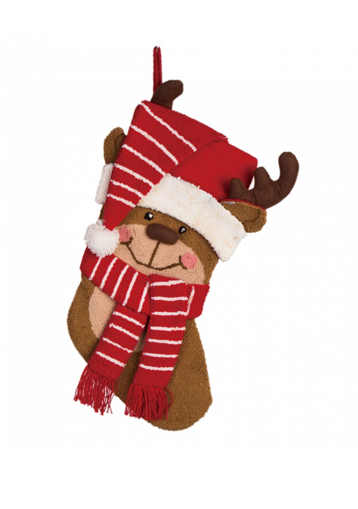 Hooked Stocking - 3D Reindeer