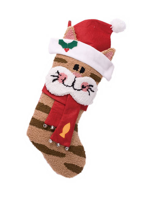 Glitzhome Hooked Stocking, 3D Cat