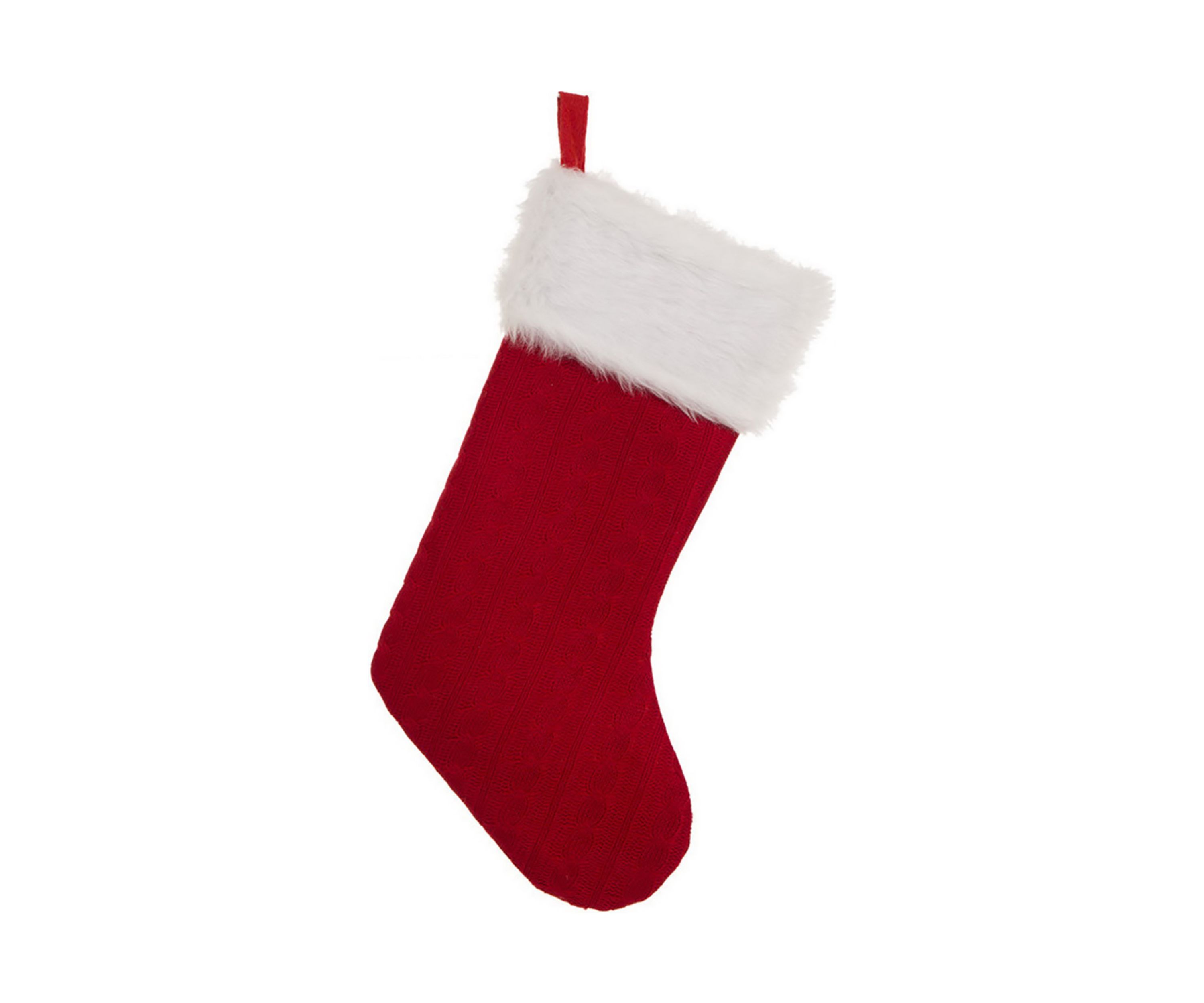 Knitted Stocking with Faux Fur Cuff