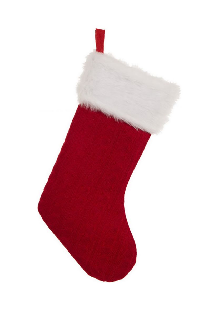 Knitted Stocking with Faux Fur Cuff