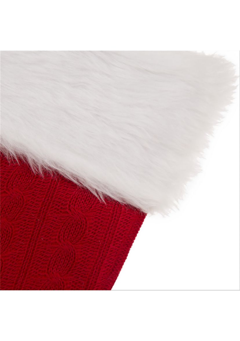 Knitted Stocking with Faux Fur Cuff