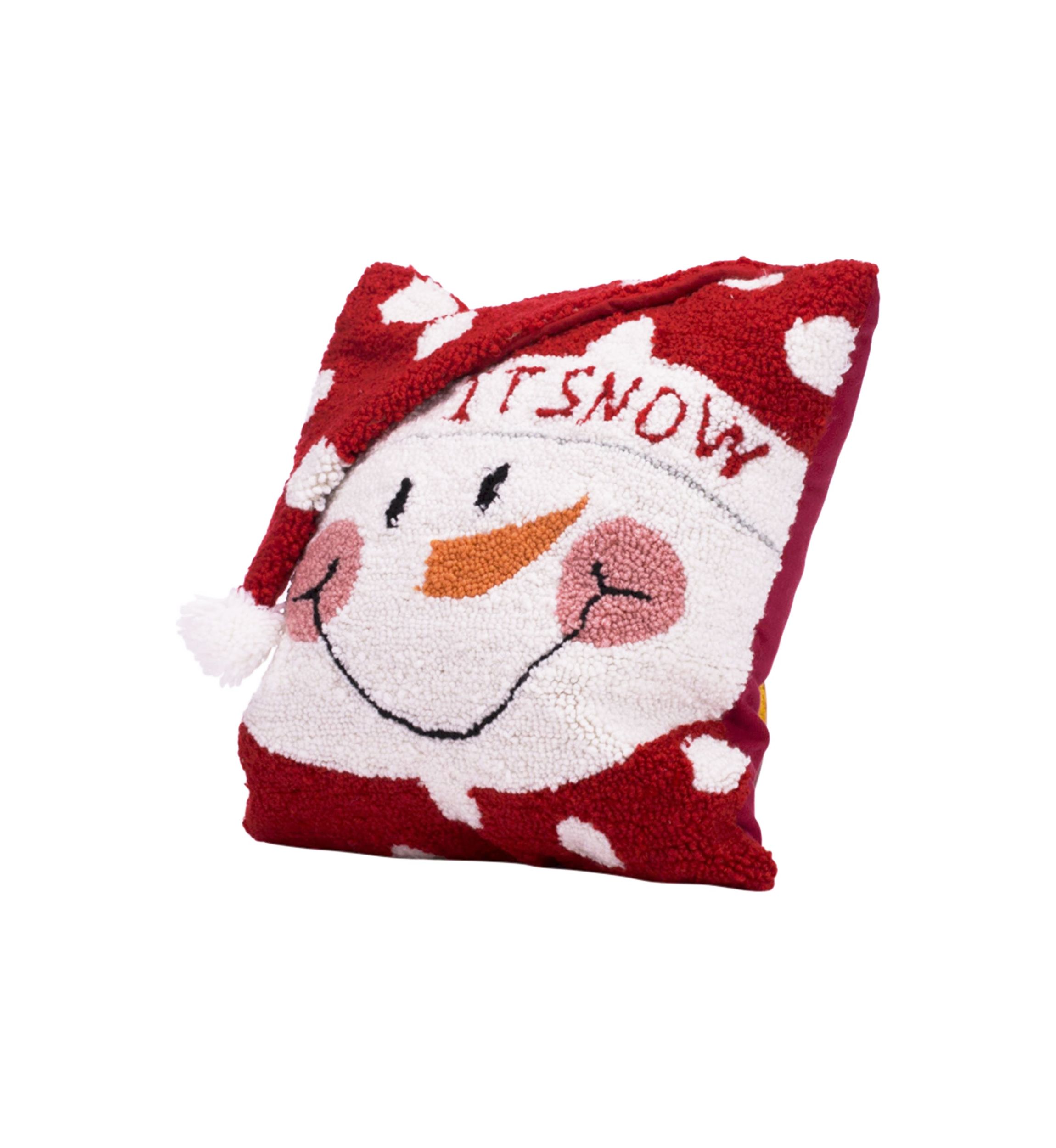 Hooked 3D Snowman Pillow
