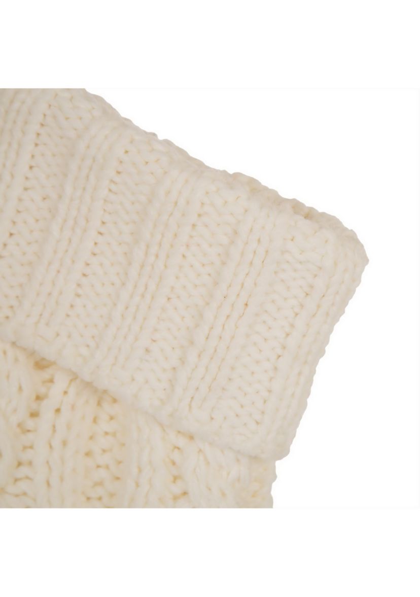 Knitted Polyester Christmas Stocking with Pom Pom Ball-White