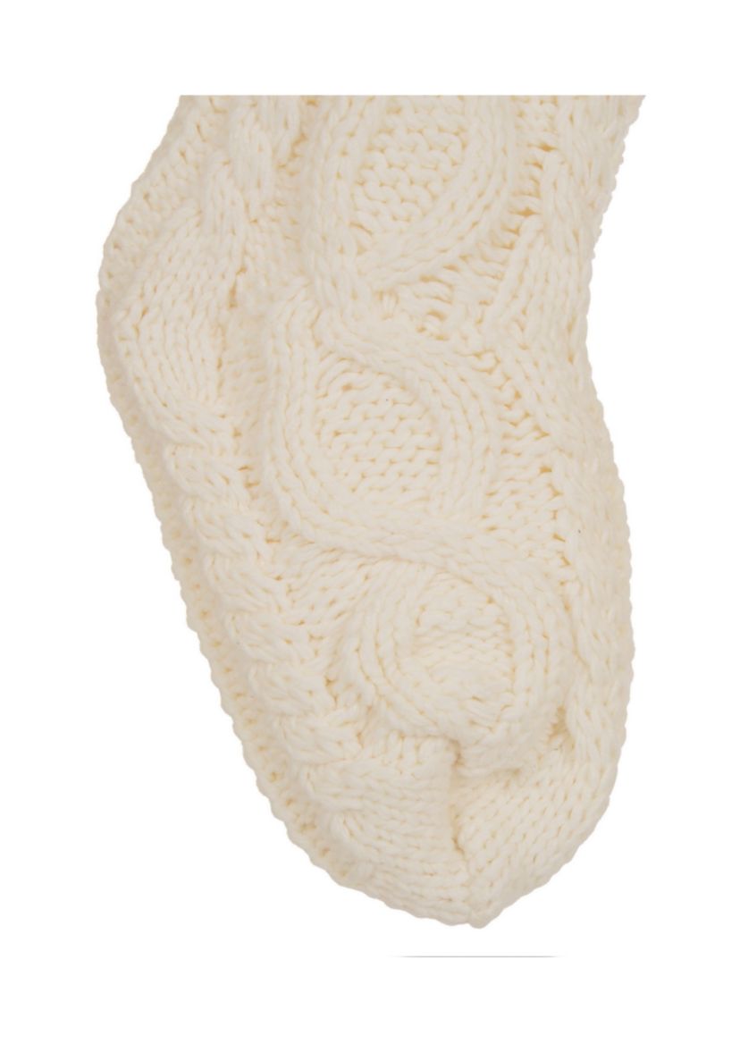 Knitted Polyester Christmas Stocking with Pom Pom Ball-White