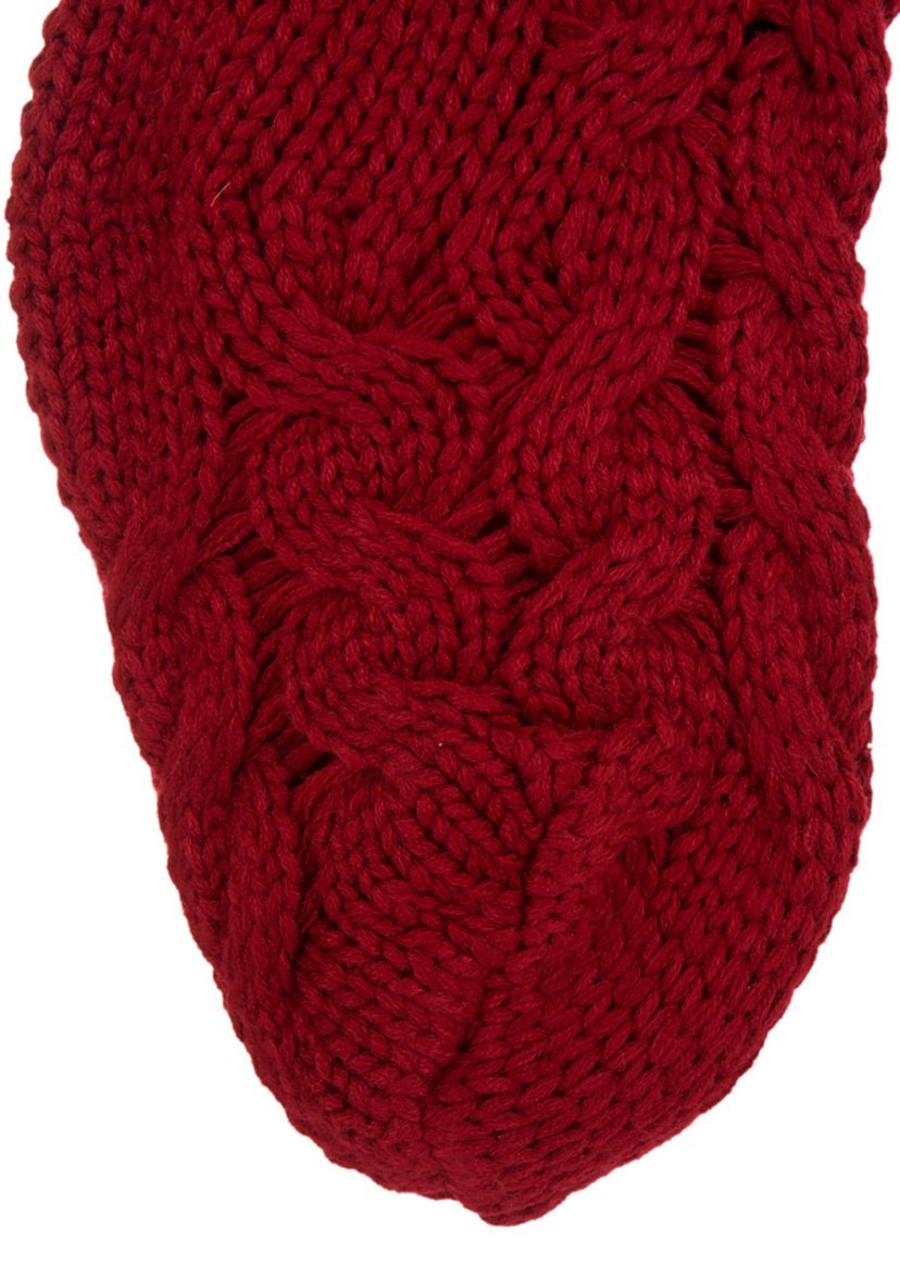 Knitted Polyester Christmas Stocking with Pom Pom Ball-Red