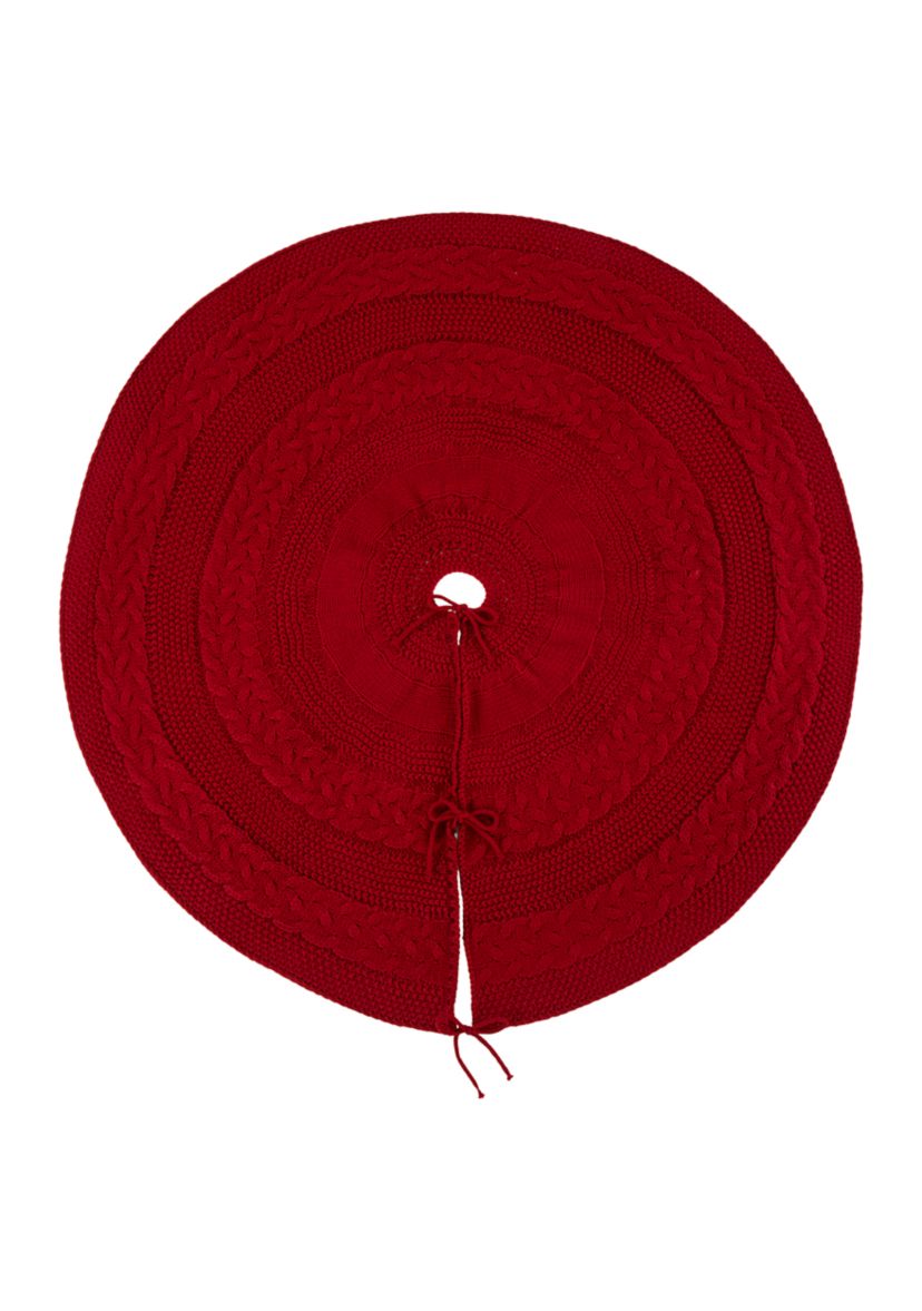Knitted Acrylic Red Christmas Tree Skirt