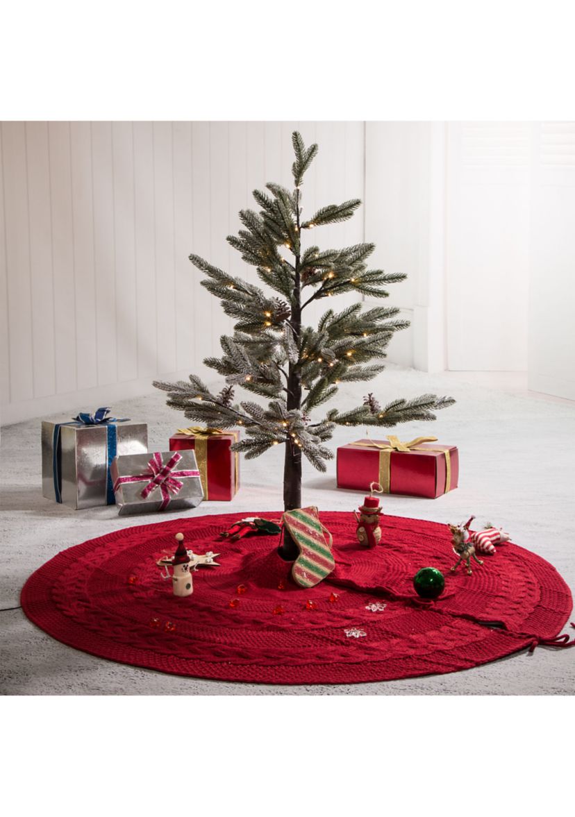 Knitted Acrylic Red Christmas Tree Skirt