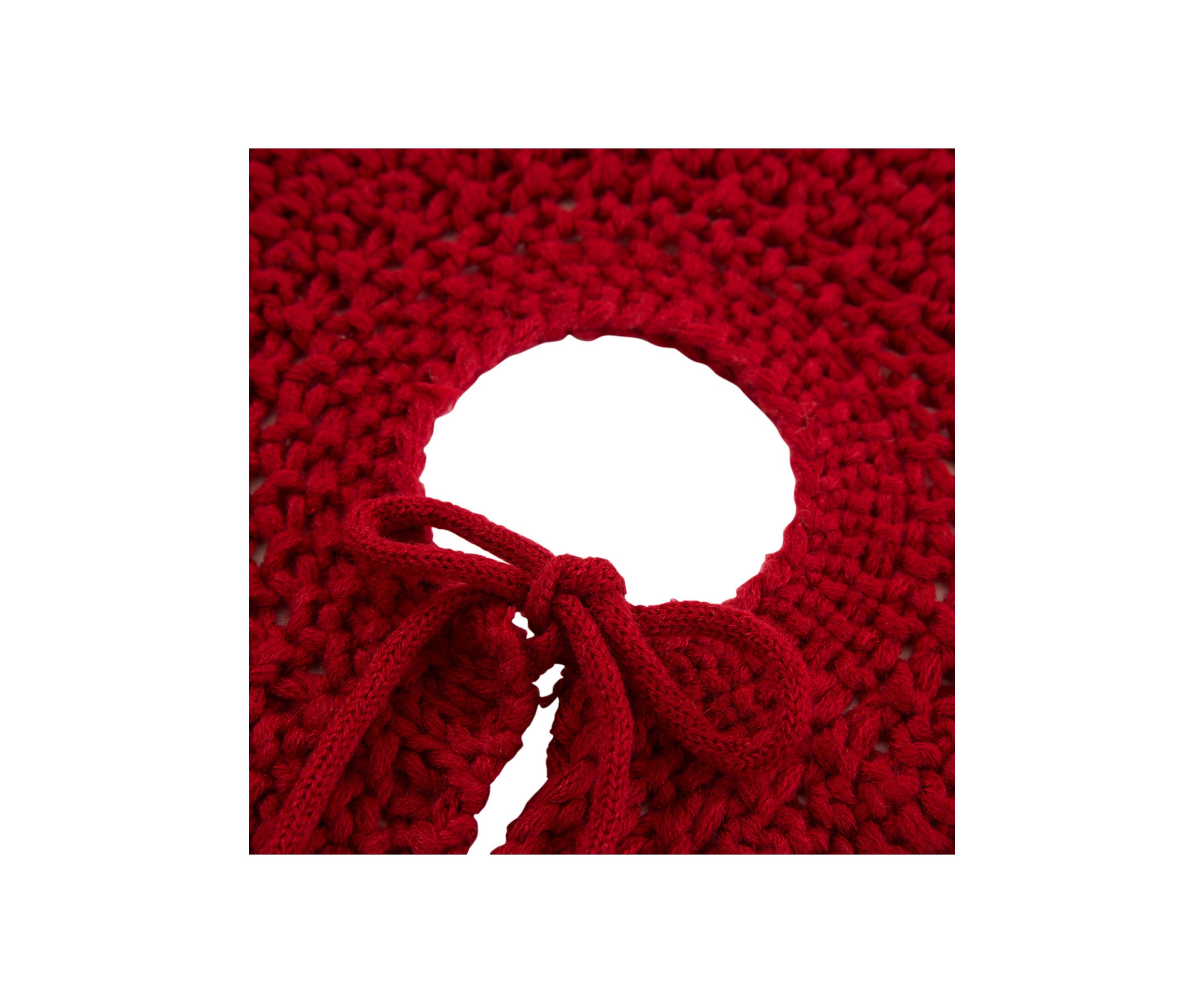 Knitted Acrylic Red Christmas Tree Skirt