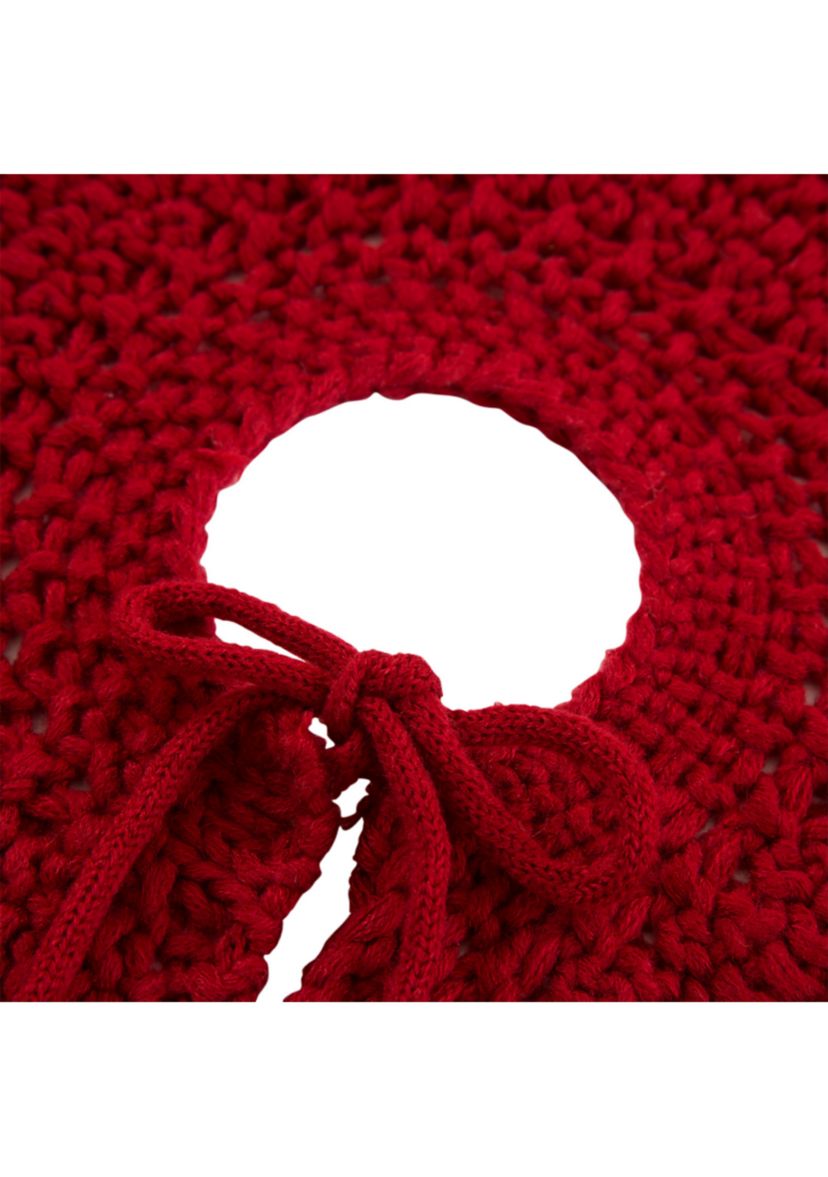 Knitted Acrylic Red Christmas Tree Skirt