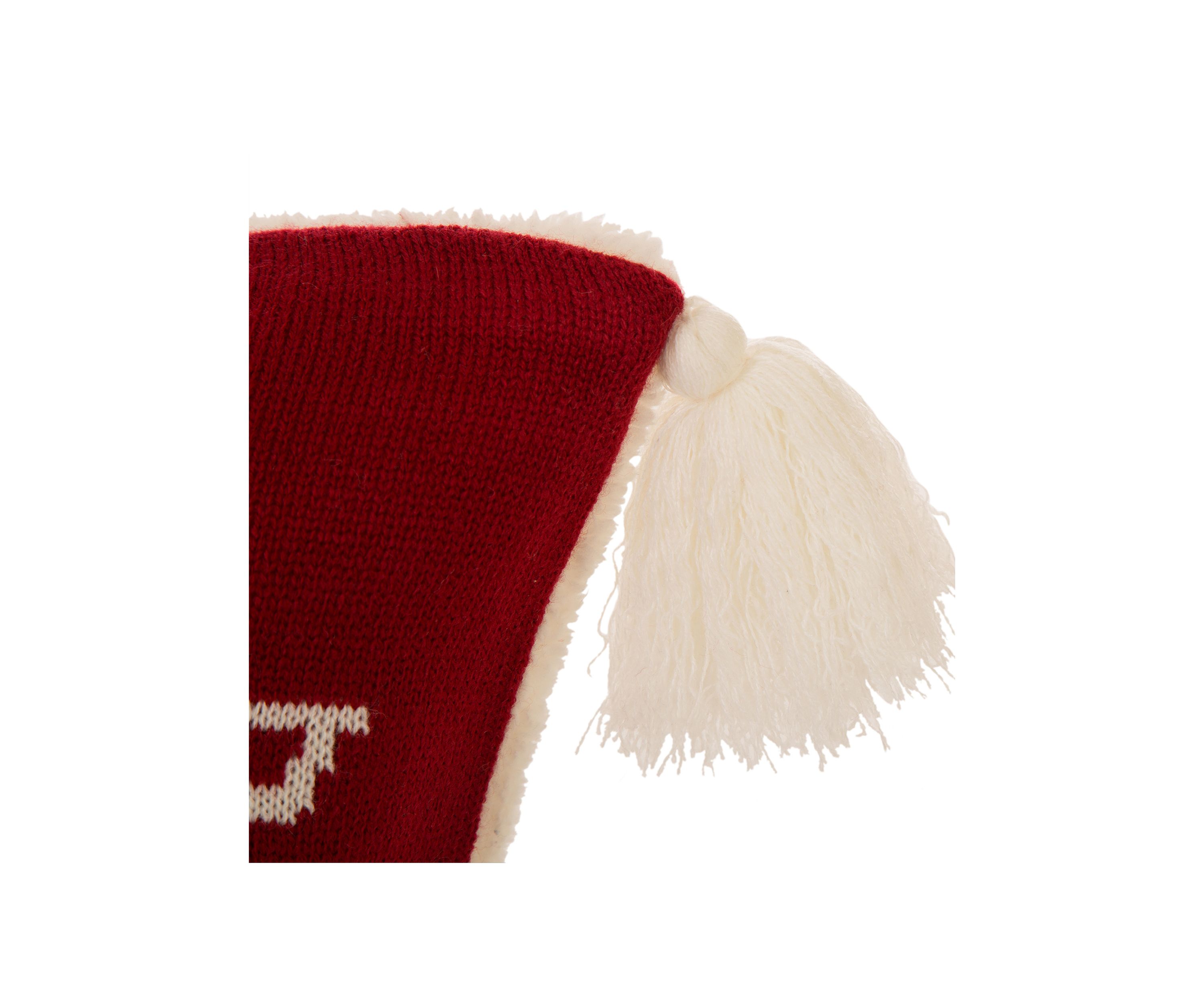 Knitted Snowflake Acrylic Red Pillow Cover with Tassels