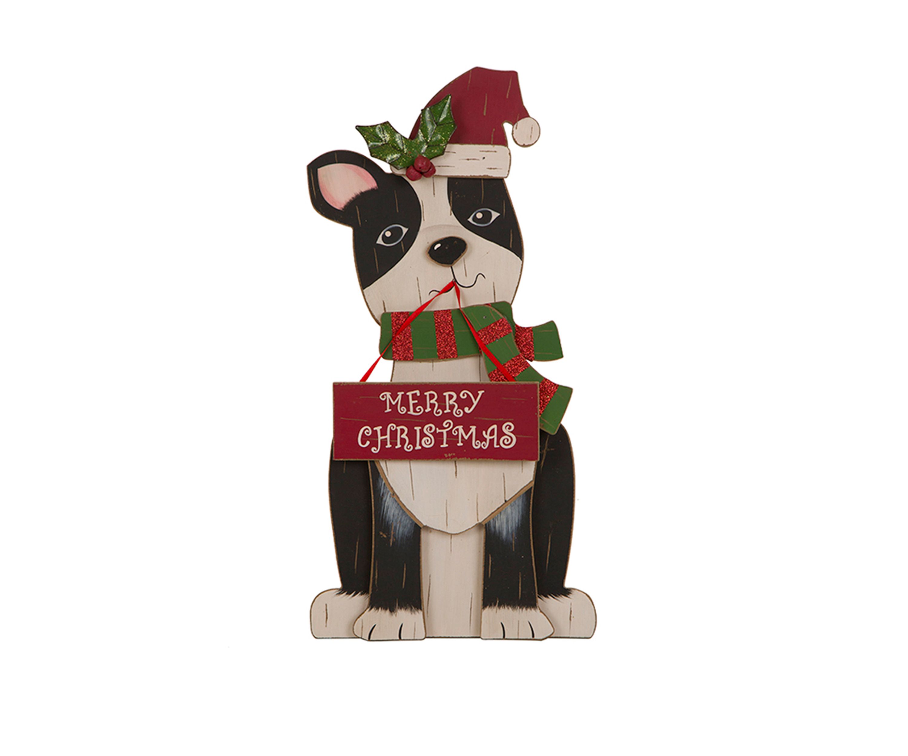 16 Inch Wooden Christmas Figurine Decor, Dog