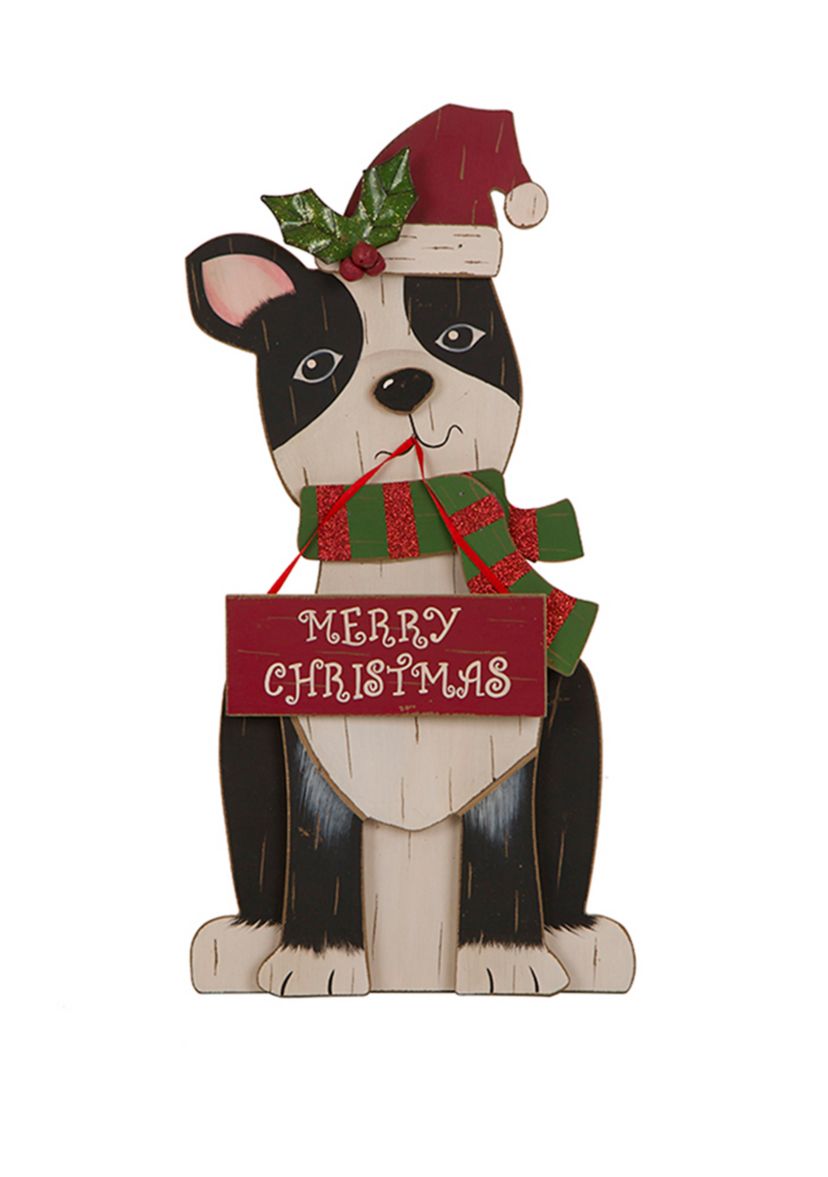 16 Inch Wooden Christmas Figurine Decor, Dog