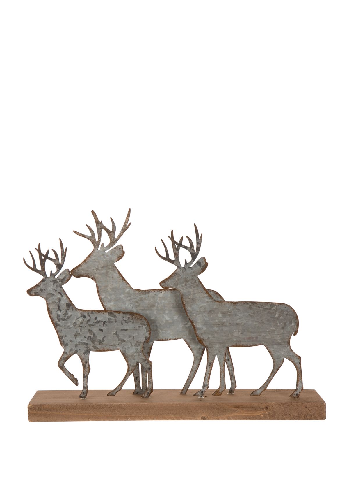 13.19 Inch Christmas Galvanized Metal/Wooden Reindeer Table Décor