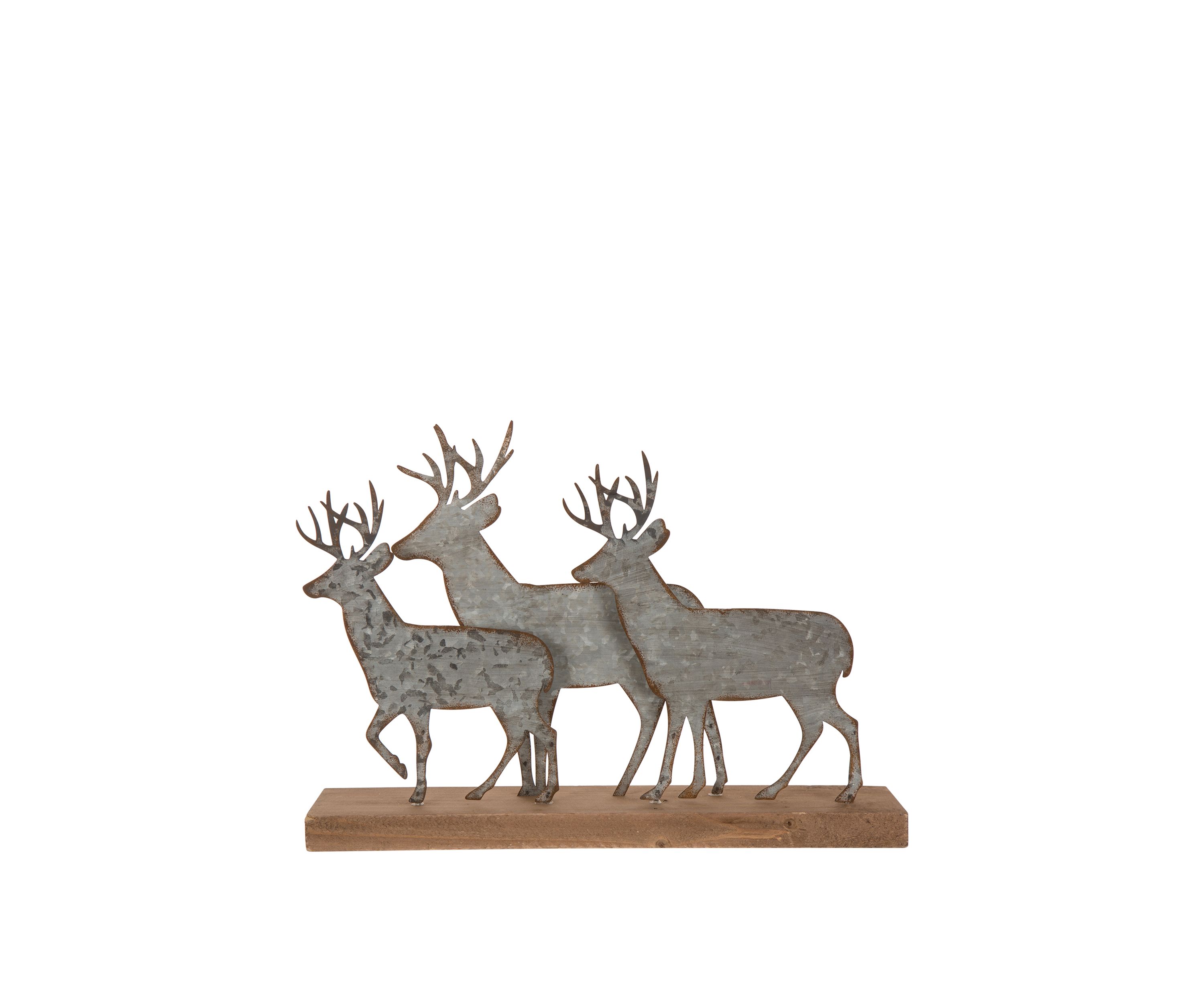 13.19 Inch Christmas Galvanized Metal/Wooden Reindeer Table Décor