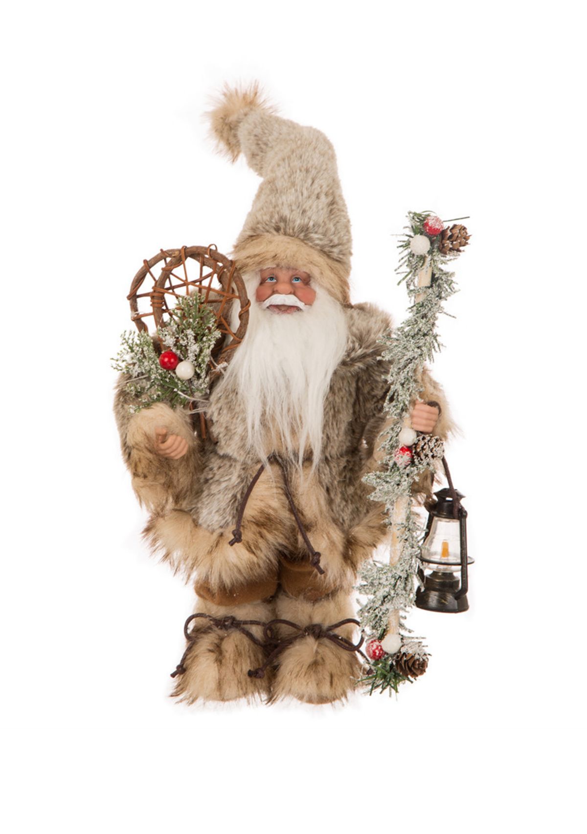 12 Inch Faux Fur Christmas Santa Claus Figurine