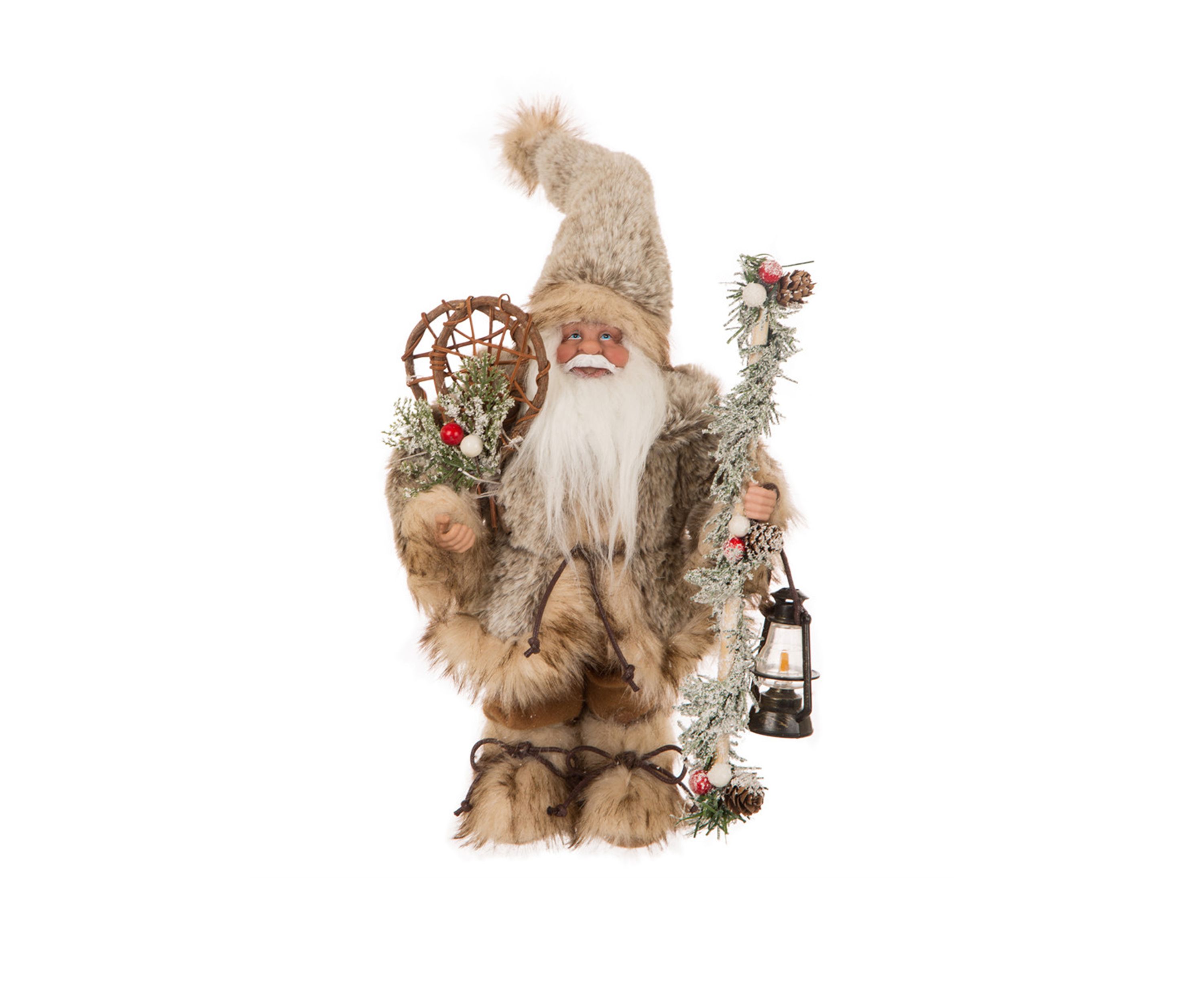12 Inch Faux Fur Christmas Santa Claus Figurine