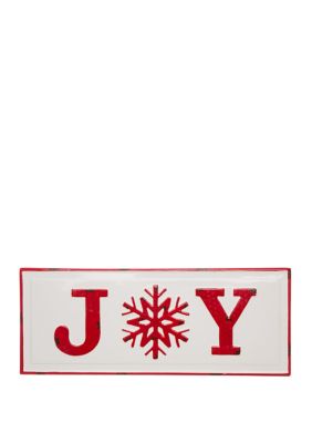 Glitzhome 24 Inch Christmas Enameled Metal "JOY" Wall Sign