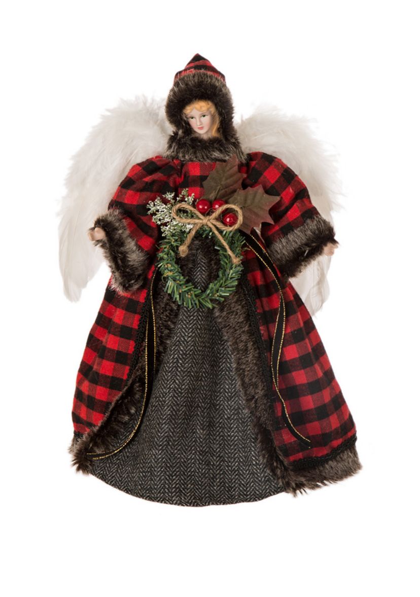 12 Inch Plaid Angel Christmas Tree Topper Decoration