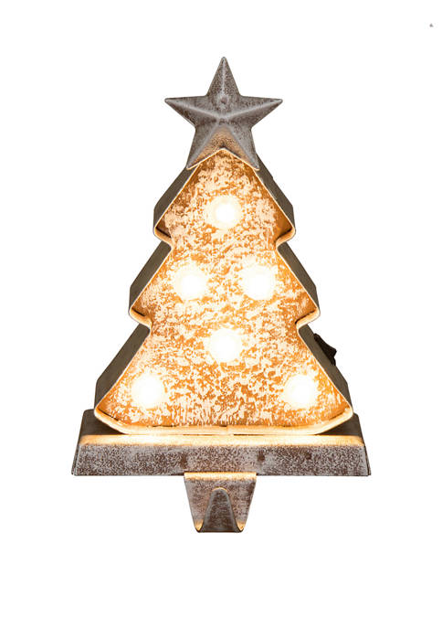 Glitzhome Marquee LED Wooden/Metal Christmas Tree Stocking Holder