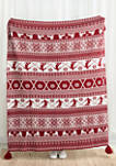 Knitted Snowflake Throw Blanket with Tassels