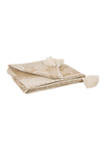 Knitted Beige Gold Lurex Throw Blanket w/Tassels