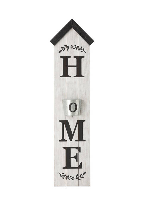 Glitz Home Wooden Natural HOME Porch Sign with