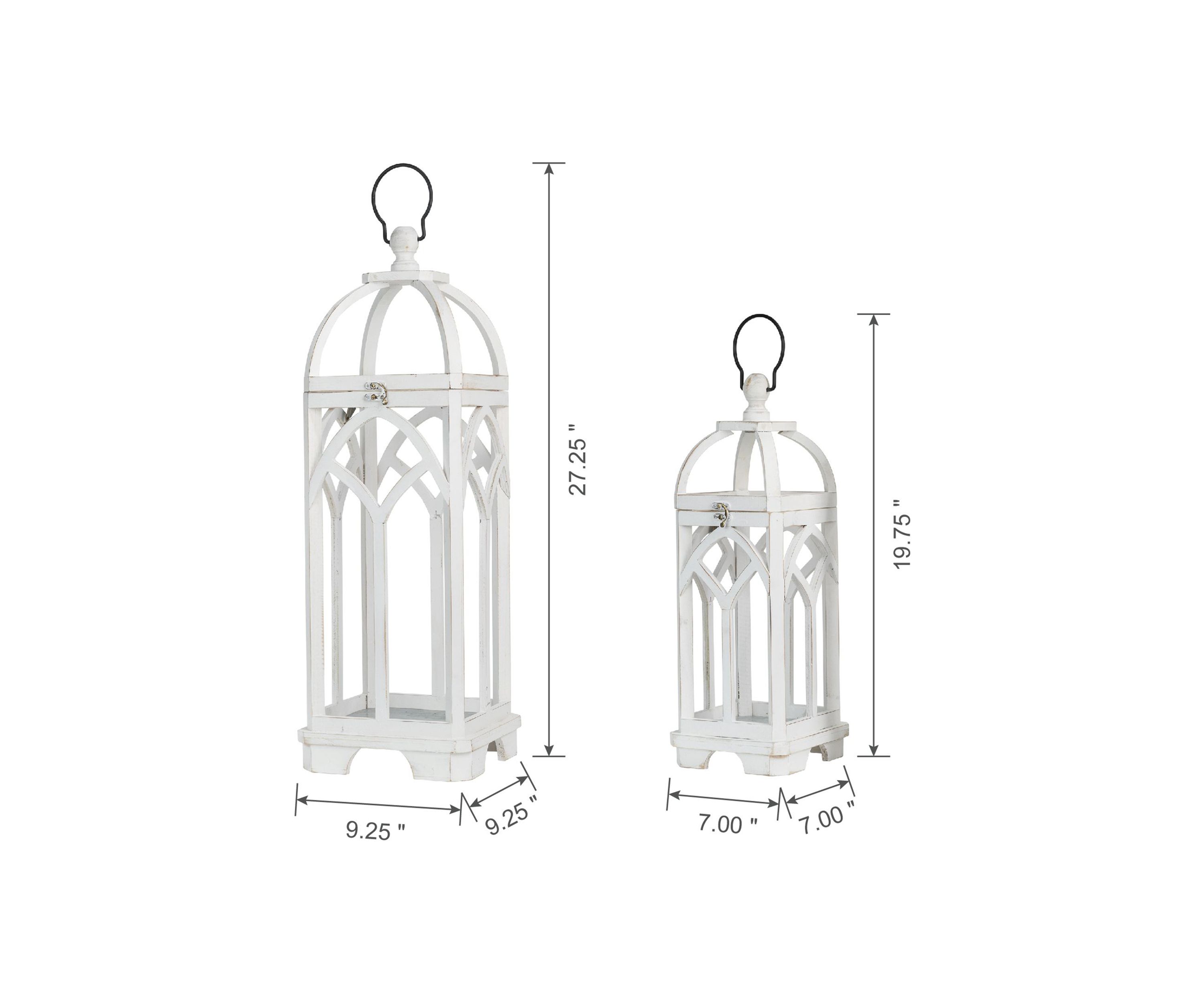 Set of 2 Farmhouse Natural Wooden church window Lanterns