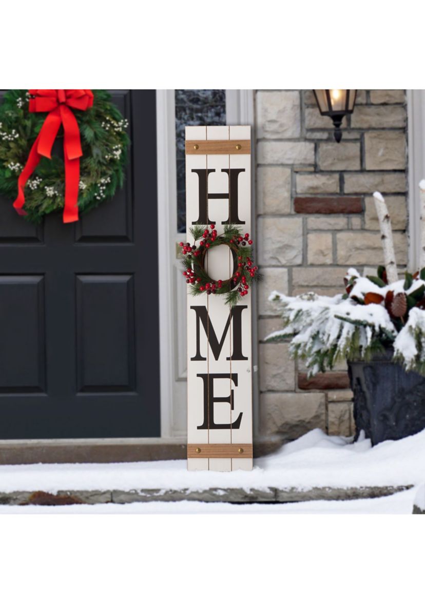 Wooden Home Porch Sign, w/3 Wreathes（Spring / Fall / Christmas）