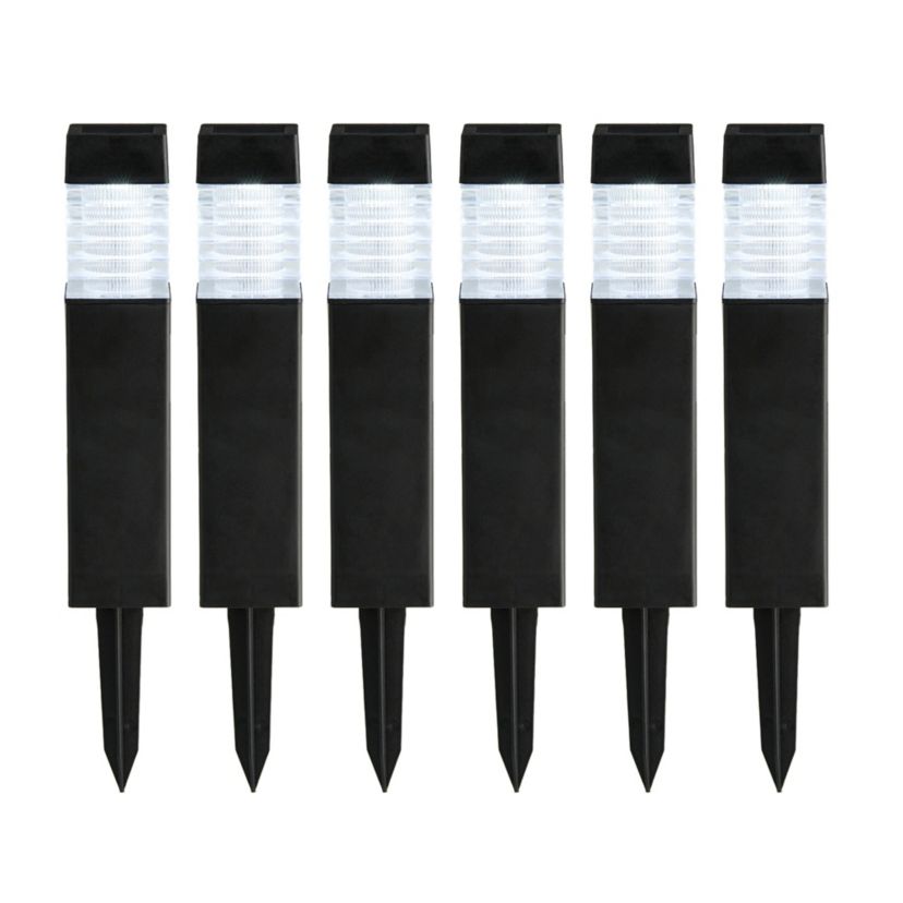 15.25"H Set of 6 Solar Powered Transparent Texture Lens Pathway Stake Light (KD)